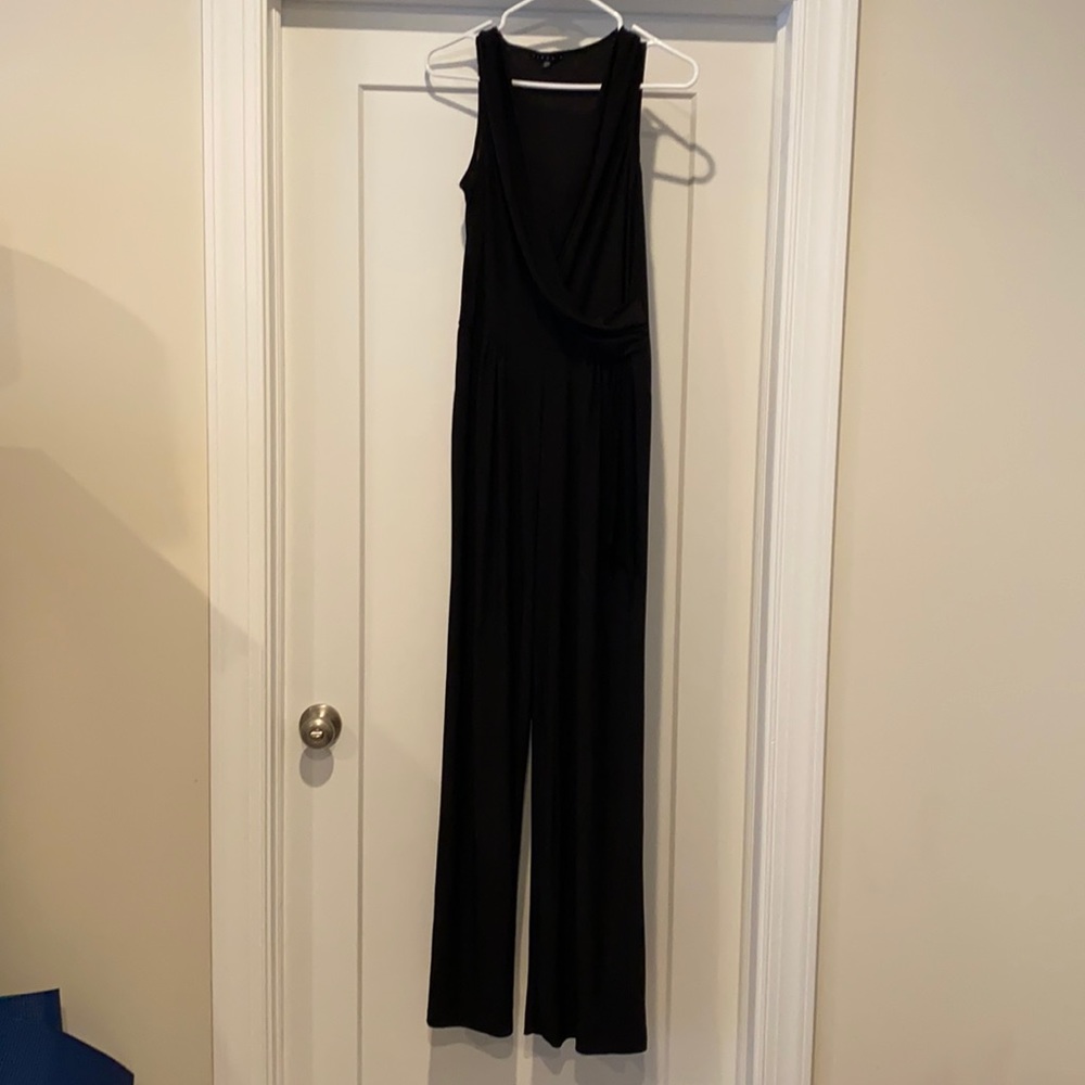 Black faux wrap jumpsuit